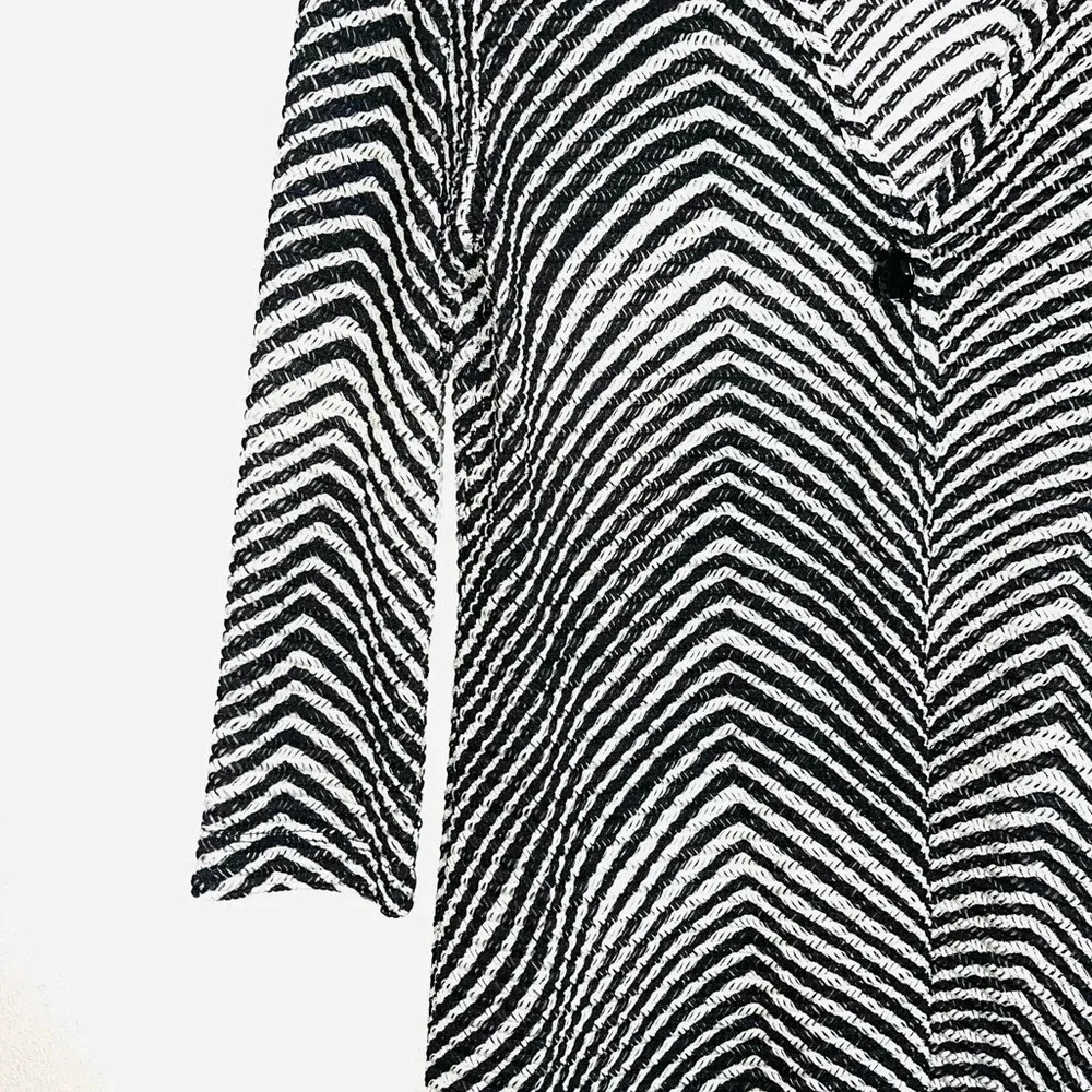Chico’s Cardigan Black & White Striped Button Thin Semi-sheer 0 Small Women’s